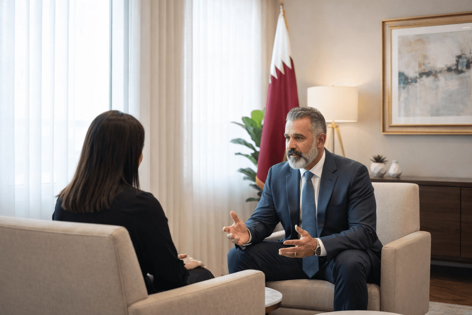 Professional family lawyer consultation in a modern legal office in Qatar