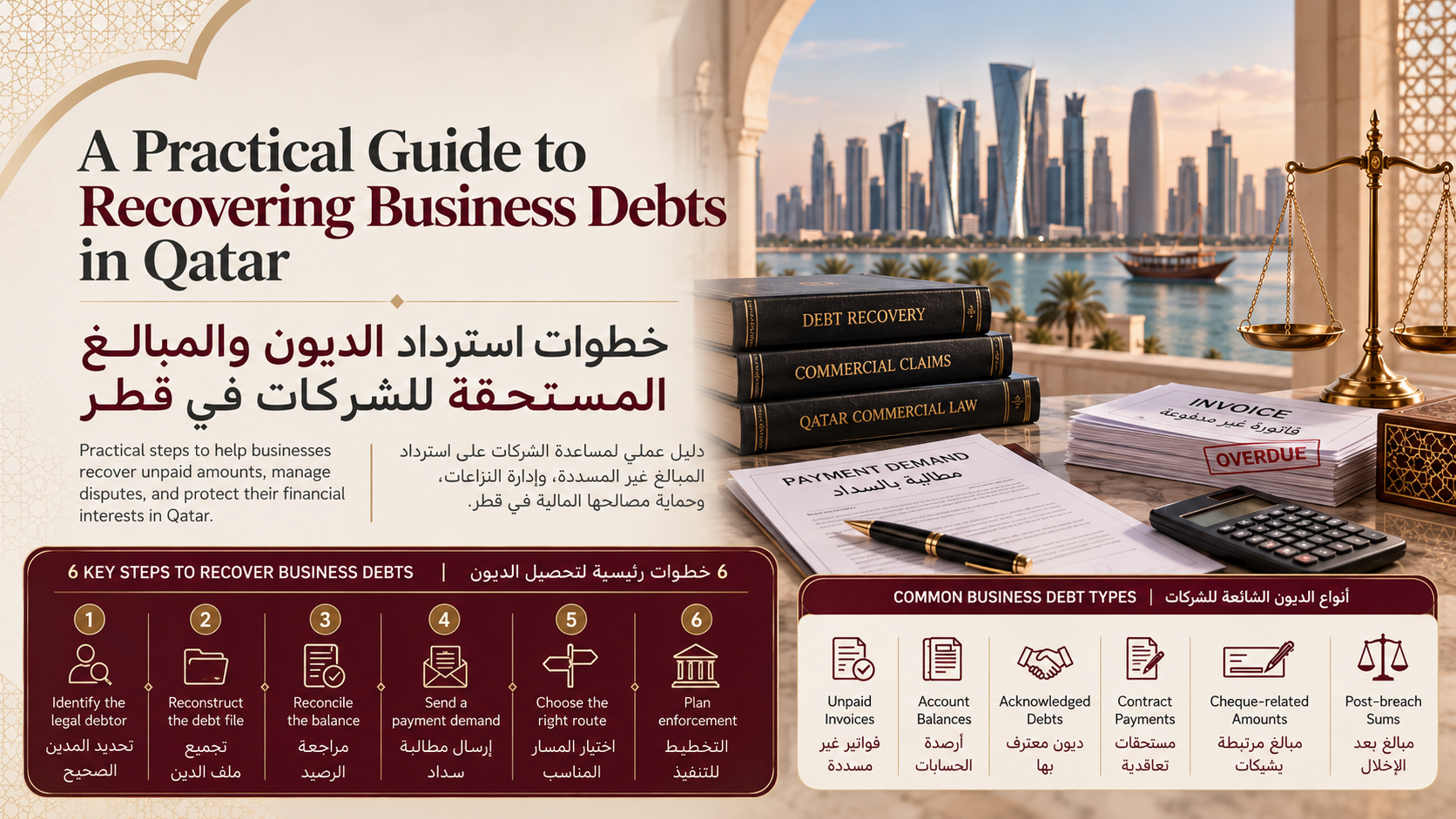 تحصيل الديون التجارية في قطر | المطالبة والتسوية والتنفيذ