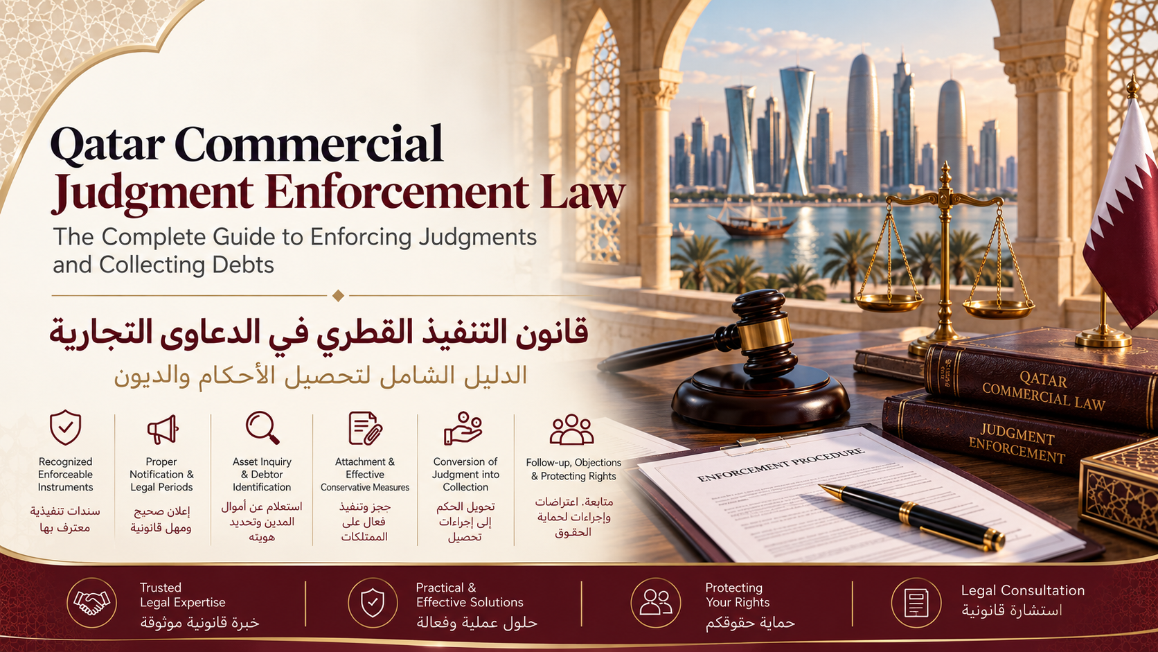 تنفيذ الأحكام التجارية في قطر | الحجز واسترداد المبالغ