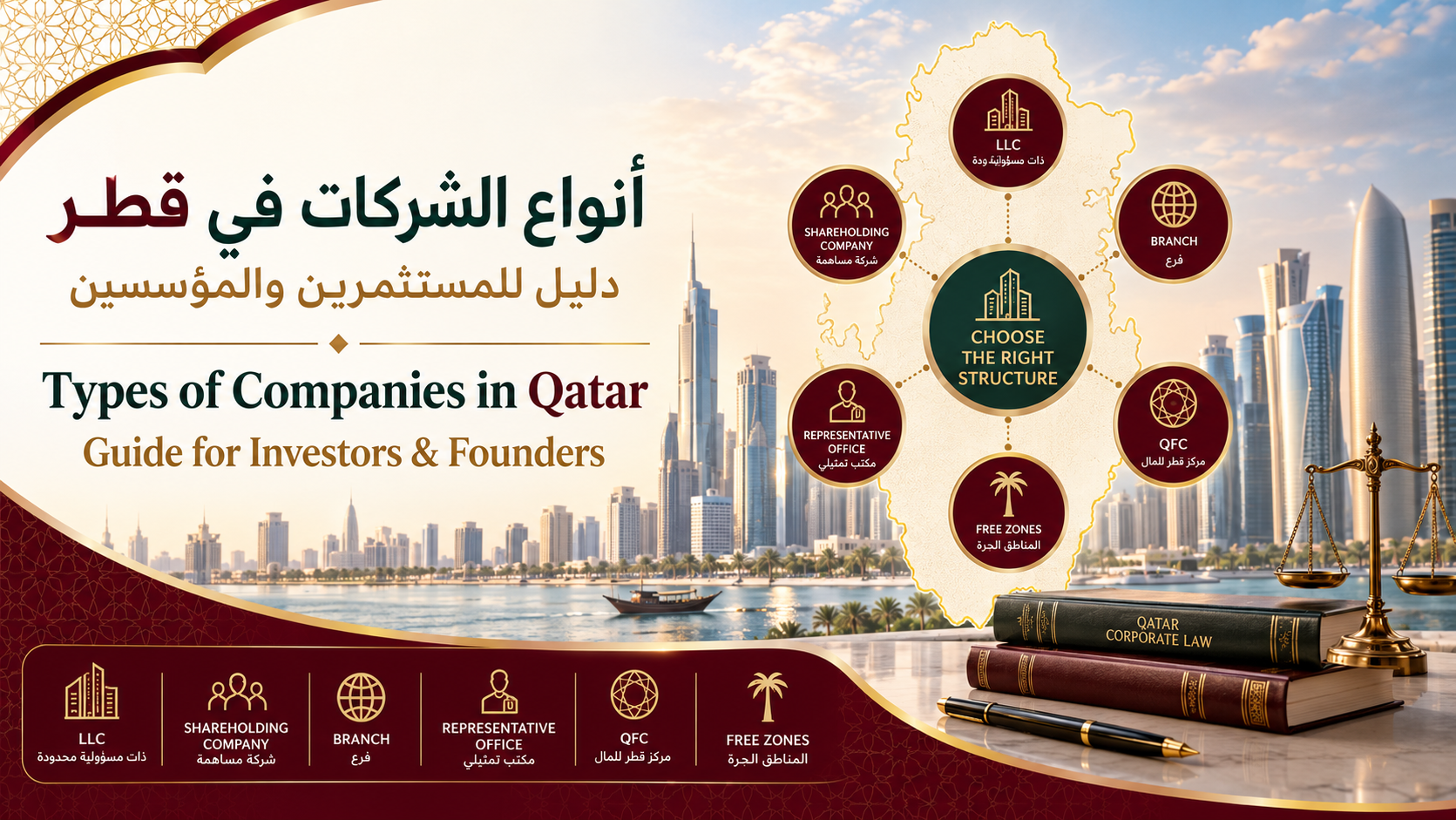 أنواع الشركات في قطر | المسؤولية المحدودة، الفرع، مركز قطر للمال والمناطق الحرة