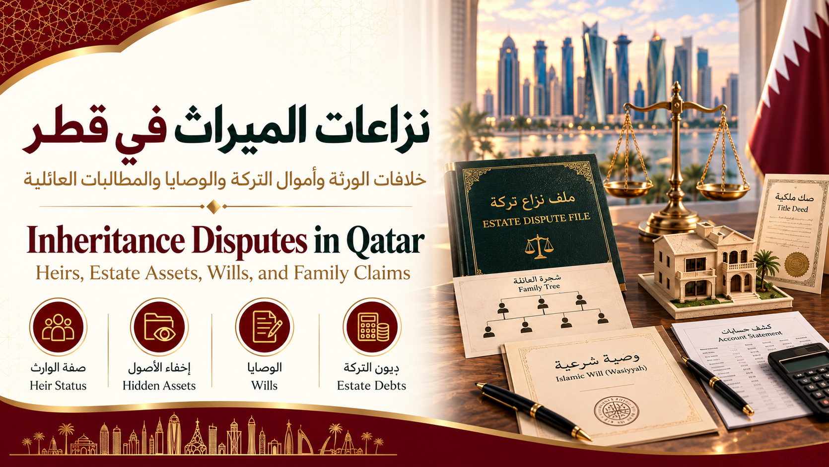 نزاعات الميراث في قطر | الورثة والأصول والوصية والمحكمة